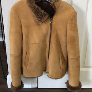 Suede coat with shearling lining